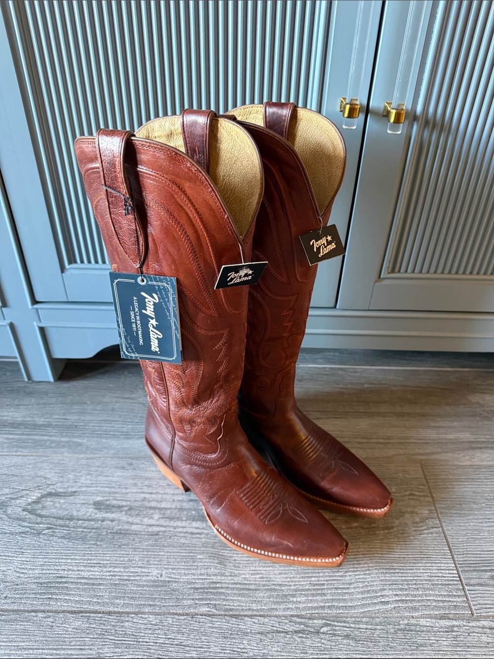 Tony Lama Women’s Jess 15” Western Cowboy Boot Cognac Brown 7.5 NWT